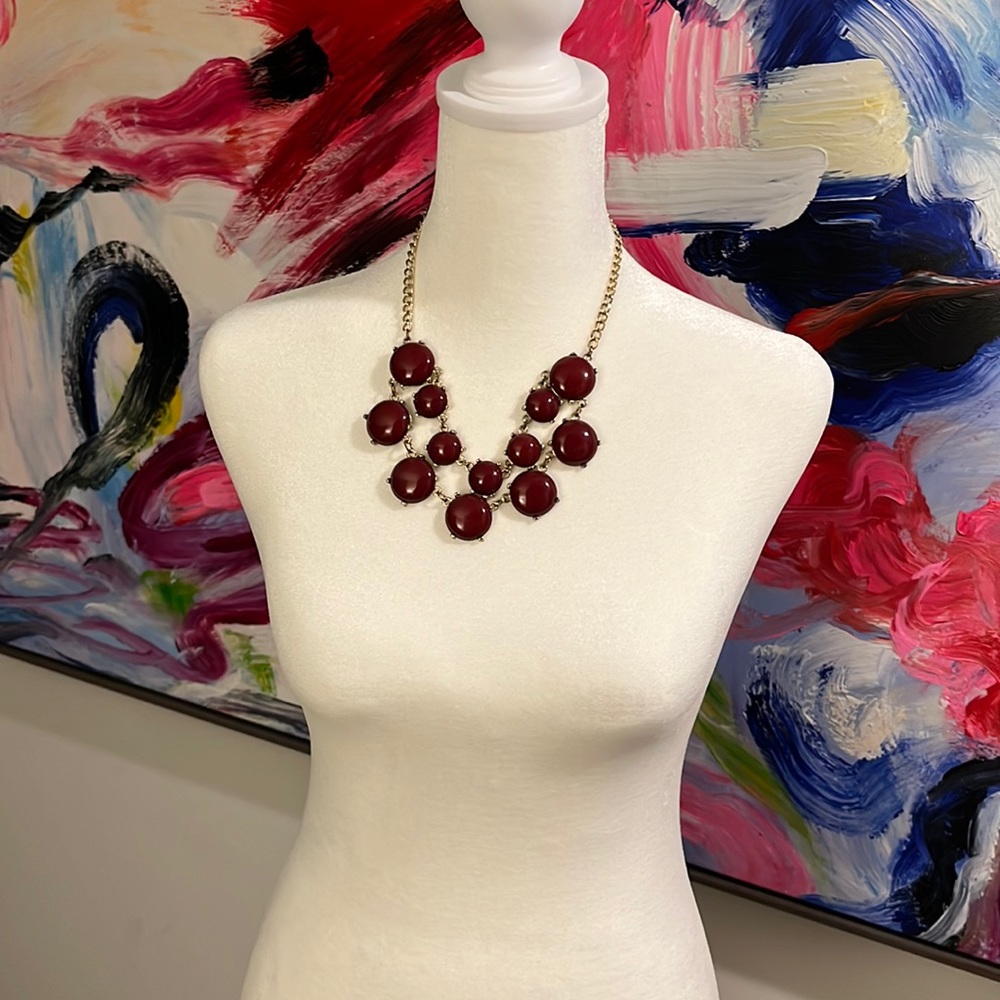 Burgundy red statement necklace. Like new.